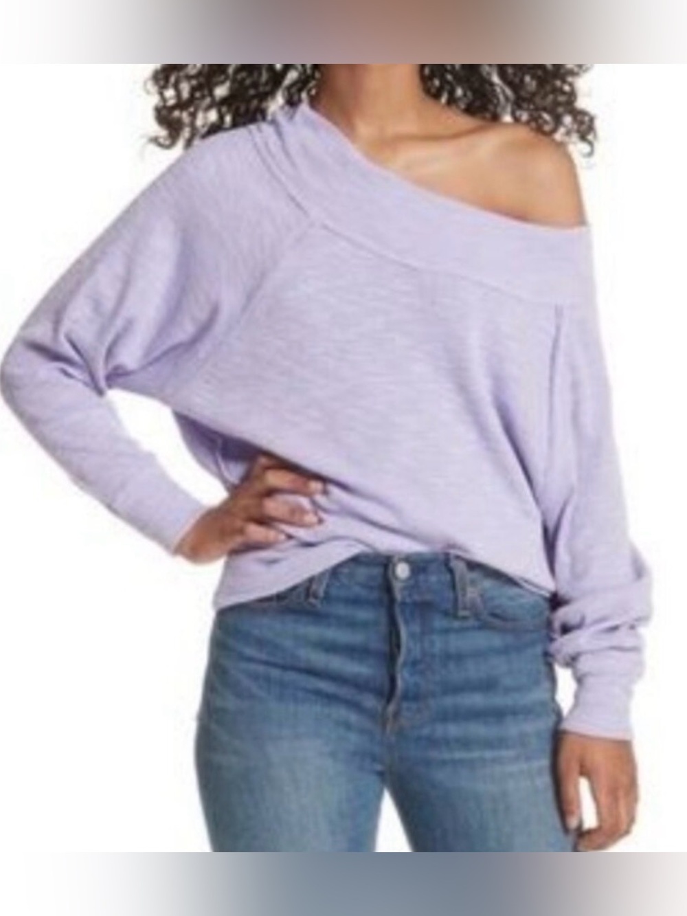 Free People We The Free thermal long sleeve Pallisades purple raw hem shirt S